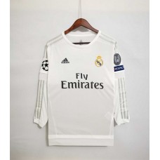 Real Madrid 15/16 Home White Long Sleeve Soccer Jersey